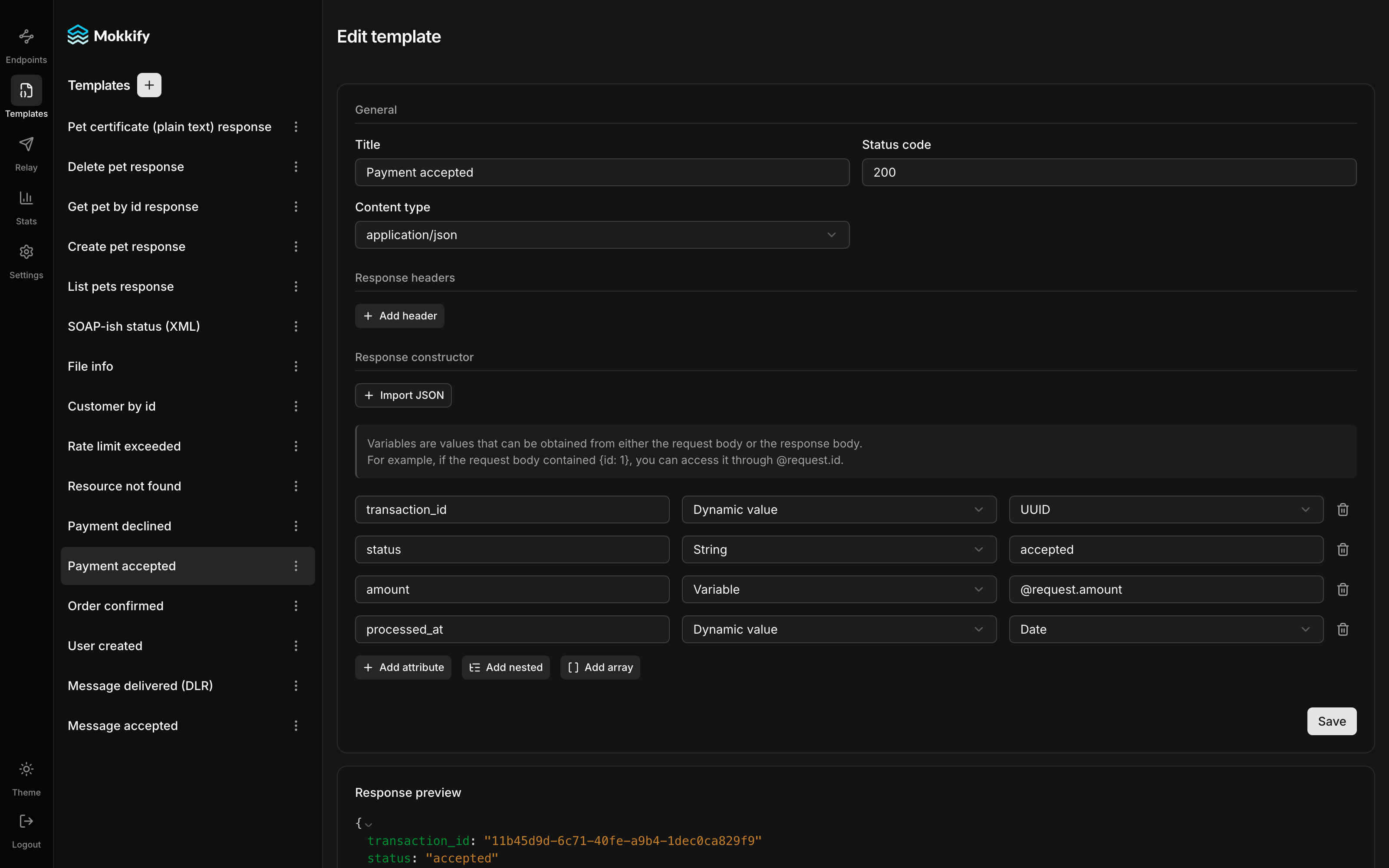 Response constructor
